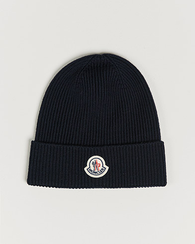 Herre | Huer | Moncler | Ribbed Wool Beanie Navy