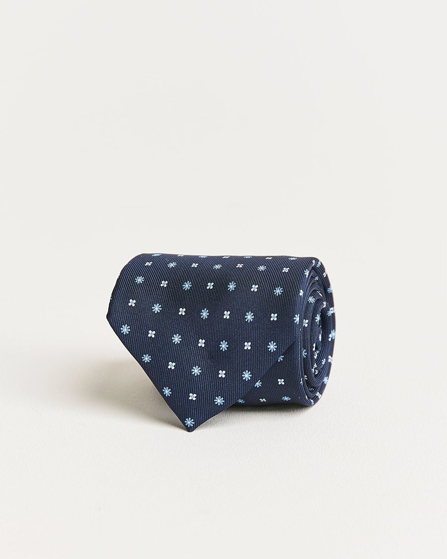 Herre | | E. Marinella | 3-Fold Micro Pattern Silk Tie Navy