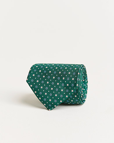Herre |  | E. Marinella | 3-Fold Flower Pattern Silk Tie Dark Green