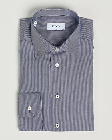 Herre | Businessskjorter | Eton | Striped Fine Twill Slim Shirt Navy Blue