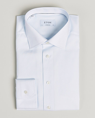 Herre | Businessskjorter | Eton | Hair line Striped Contemporary Twill Shirt Light Blue