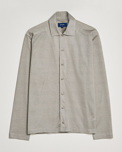 Herre | Langærmede polotrøjer | Eton | Oxford Pique Shirt Light Grey