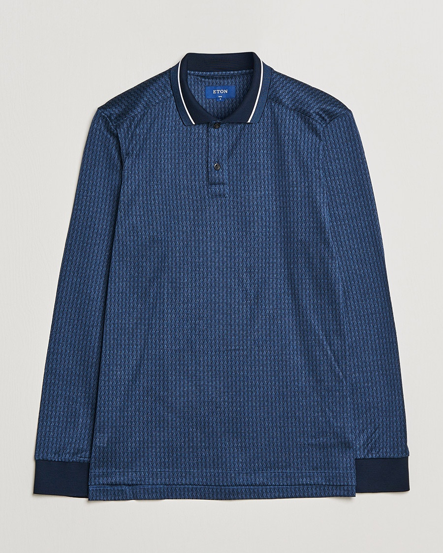 Herre | | Eton | Jacuard Polo Shirt Navy