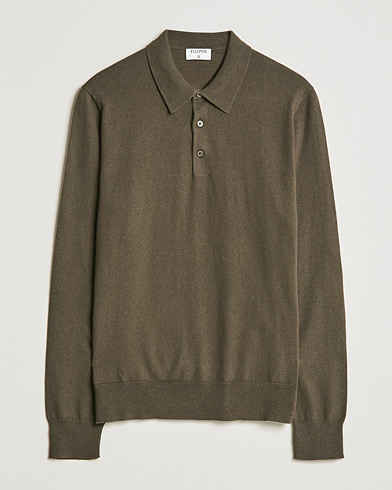 Herre | Trøjer | Filippa K | Cotton Merino Knitted Poloshirt Dark Forest Green