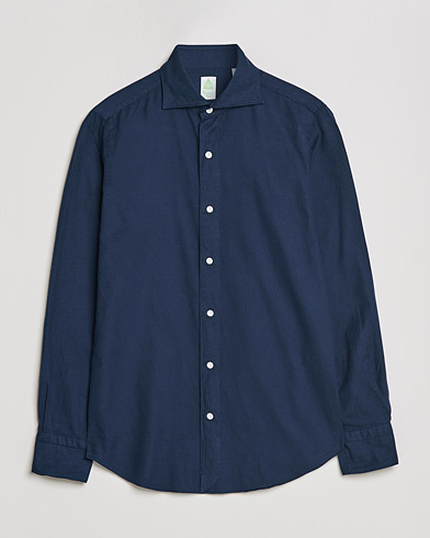 Herre | Flannelskjorter | Finamore Napoli | Tokyo Slim Flannel Shirt Navy