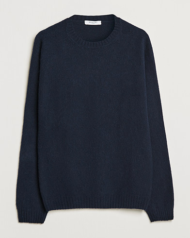 Herre | Pullovers med rund hals | Boglioli | Brushed Cashmere Sweater Navy