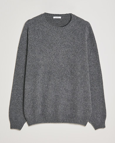 Herre | Pullovers med rund hals | Boglioli | Brushed Cashmere Sweater Grey Melange