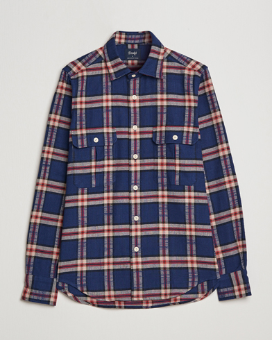 Herre | Casual | Drake's | Rugged Cotton Twill Work Shirt Blue