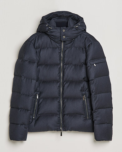 Herre | Dunjakker | MooRER | Brett Wool/Cashmere Hooded Jacket Blue Grey