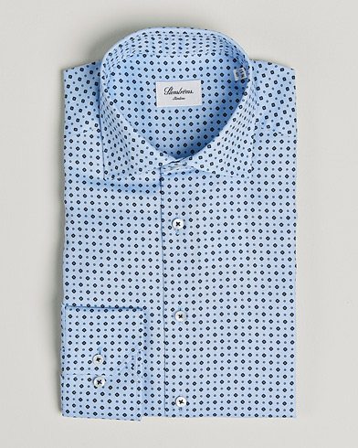 Herre |  | Stenströms | Slimline Cut Away Printed Shirt Blue