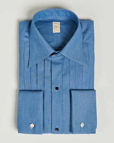Herre | Business & Beyond | Stenströms | 1899 Slimline Denim Tuxedo Shirt Blue
