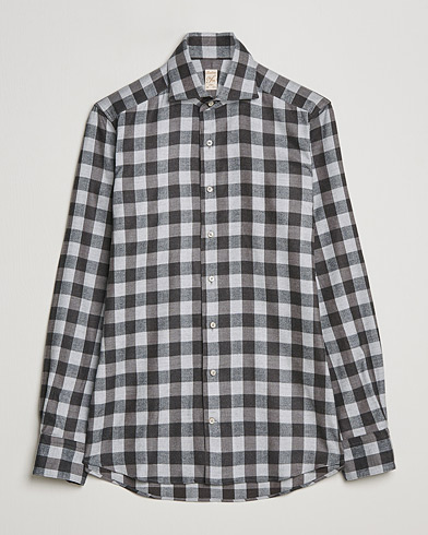 Herre |  | Stenströms | 1899 Slimline Checked Cotton Flannel Shirt Grey