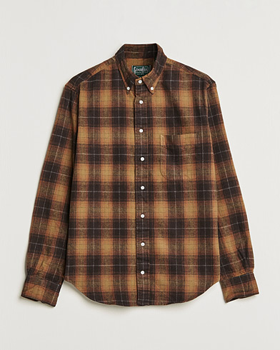 Herre | Flannelskjorter | Gitman Vintage | Button Down Shaggy Flannel Shirt Brown Check