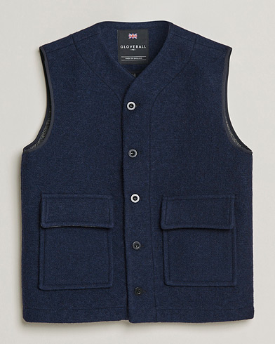 Herre | Best of British | Gloverall | Roger Double Face Gilet Navy/Brown