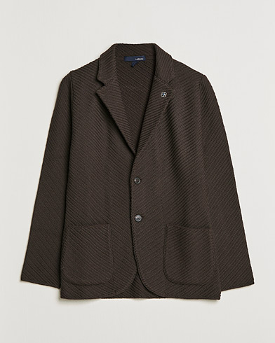 Herre | Blazere & jakker | Lardini | Structured Knitted Wool Blazer Dark Brown