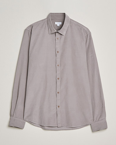 Herre | Fløjlsskjorter | Sunspel | Cotton Baby Cord Shirt Umber Brown