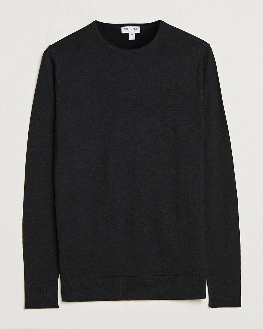 Sunspel Crew Neck Jumper Black – Sort