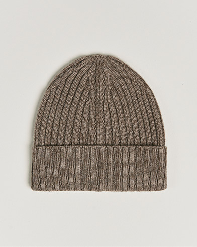 Herre | Huer | Piacenza Cashmere | Ribbed Cashmere Beanie Taupe