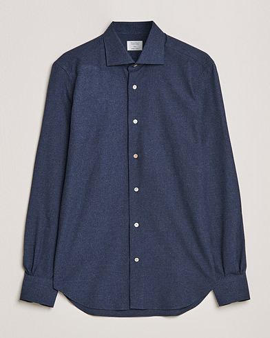 Herre | Flannelskjorter | Mazzarelli | Soft Flannel Shirt Navy