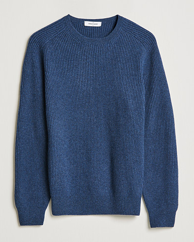 Herre | Italian Department | Gran Sasso | Knitted Wool/Cashmere Structure Crewneck Navy