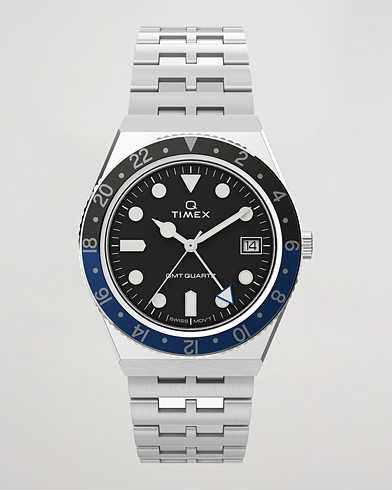 Herre | Ure | Timex | Q Diver GMT 38mm Black/Blue