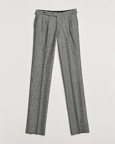 Herre | Bukser | Beams F | Pleated Flannel Trousers Grey Check