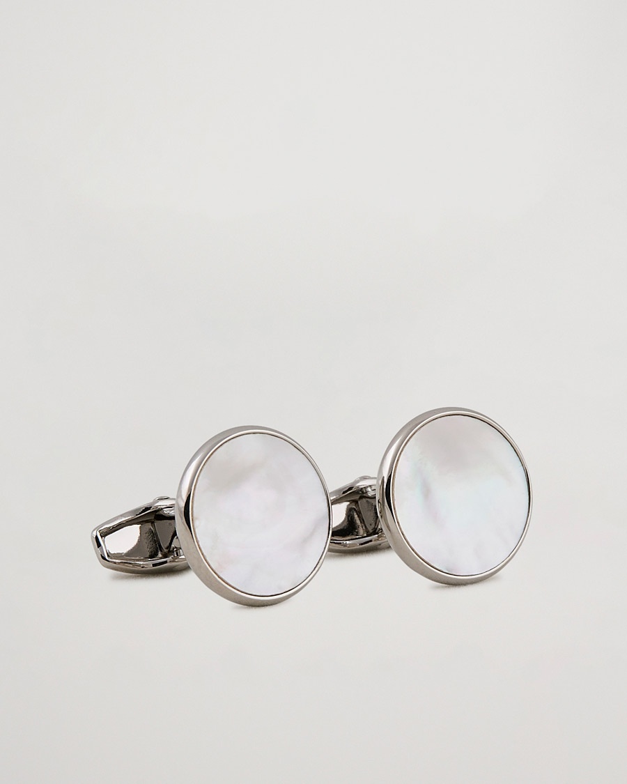 Amanda Christensen Cufflink & Shirt Studs Set White/Silver – Hvid