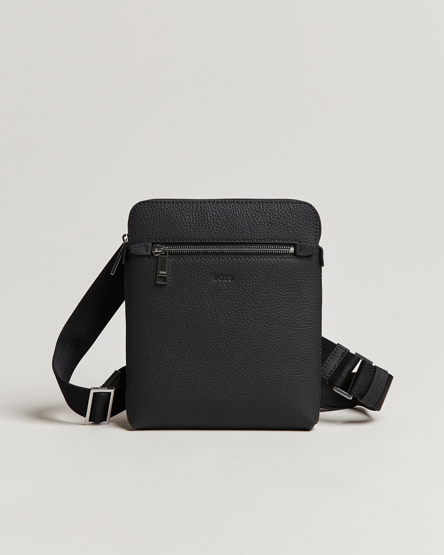 BOSS BLACK Crosstown Leather Bag Black – Sort