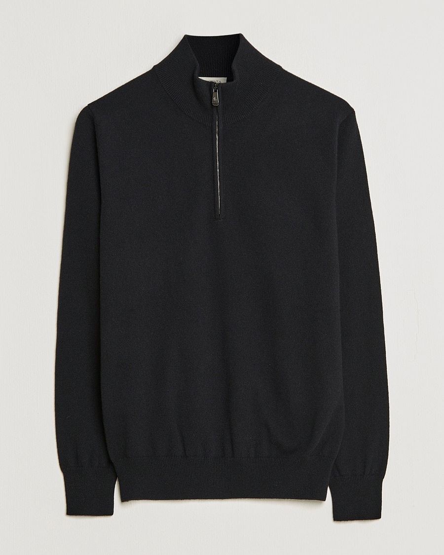 Piacenza Cashmere Cashmere Half Zip Sweater Black – Sort
