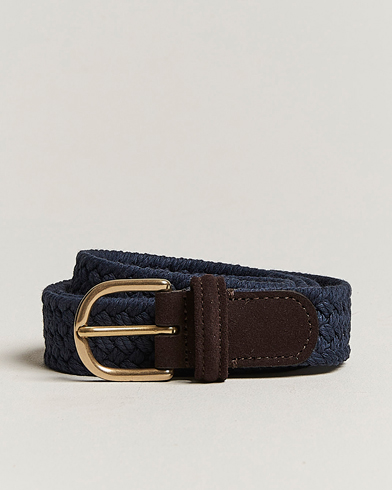 Herre | Flettede bælter | Anderson's | Braided Cotton Casual Belt 3 cm Navy