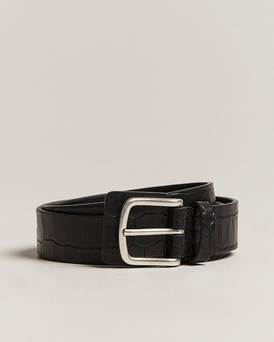 Herre | Tøj til bryllup | Anderson's | Embossed Croco Belt 3 cm Black