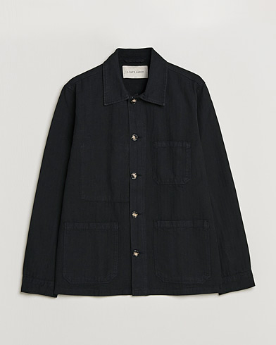 Herre | Shirt Jackets | A Day's March | Original Herringbone Overshirt Regular Fit Black