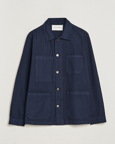 Herre | A Day's March | A Day's March | Original Herringbone Overshirt Regular Fit Navy