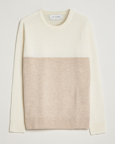 Herre | Afdelinger  | A Day's March | Brodick Block Lambswool Sweater Sand/Off White