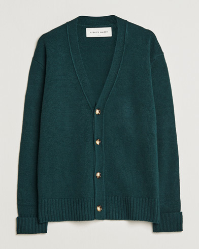 Herre | Trøjer | A Day's March | Snag Lambswool Cardigan Bottle Green