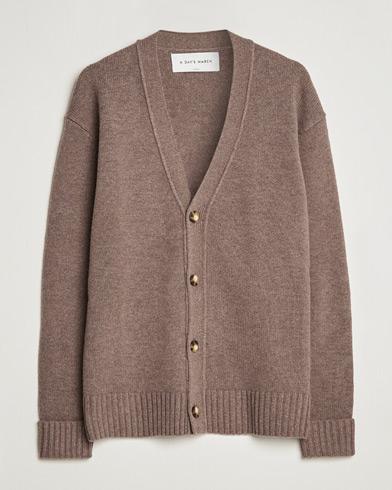 Herre | Trøjer | A Day's March | Snag Lambswool Cardigan Taupe Melange