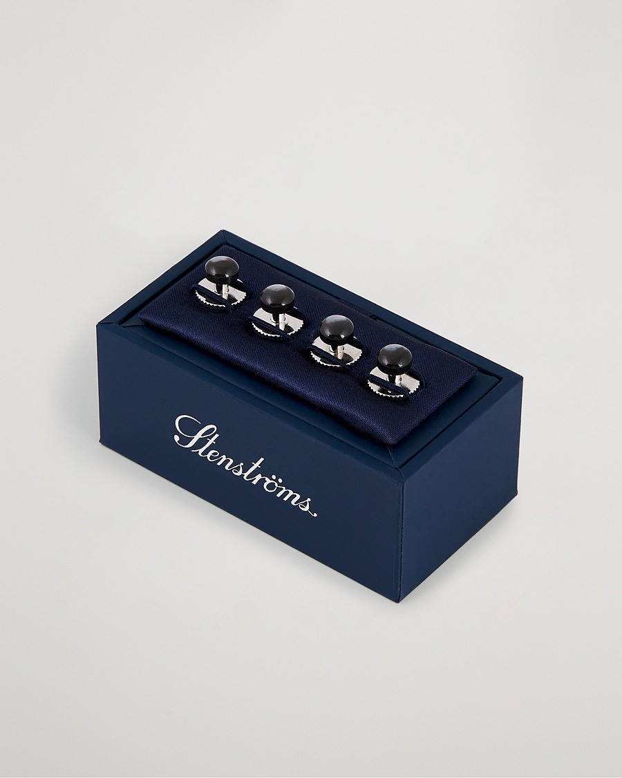 Stenströms Shirt Studs Black – Grå