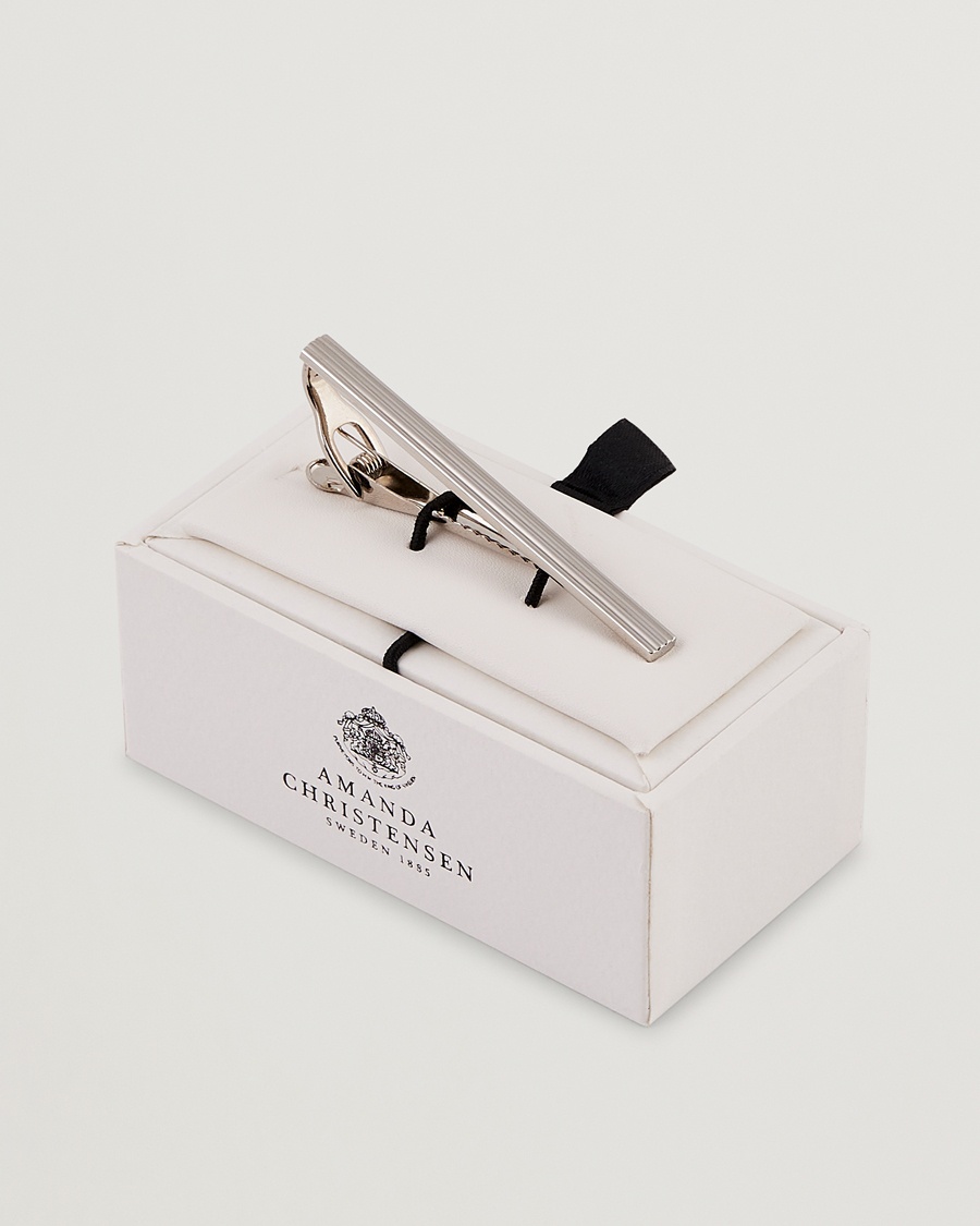 Amanda Christensen Ribbed Tie Clip Silver – Sølv
