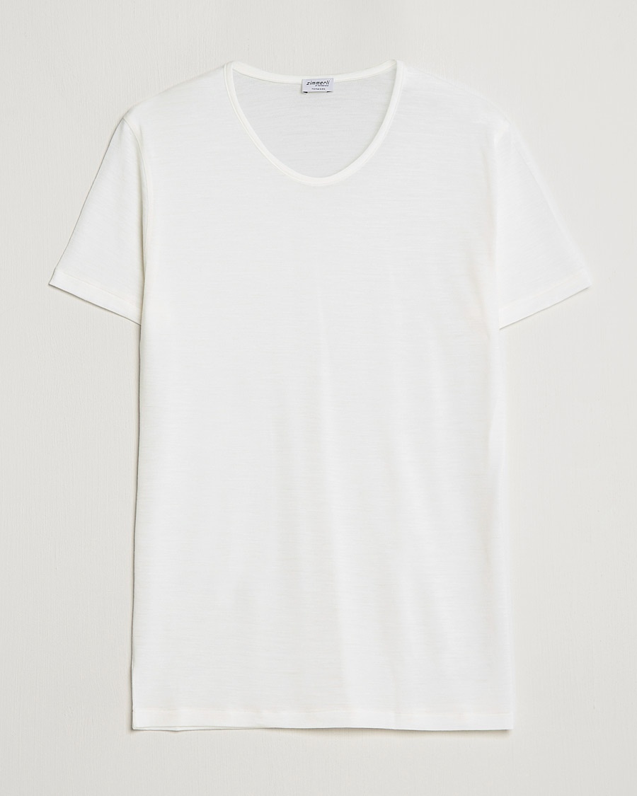  Wool/Silk Crew Neck T-Shirt Ecru