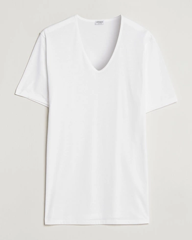 Herre | Zimmerli of Switzerland | Zimmerli of Switzerland | Sea Island Cotton V-Neck T-Shirt White