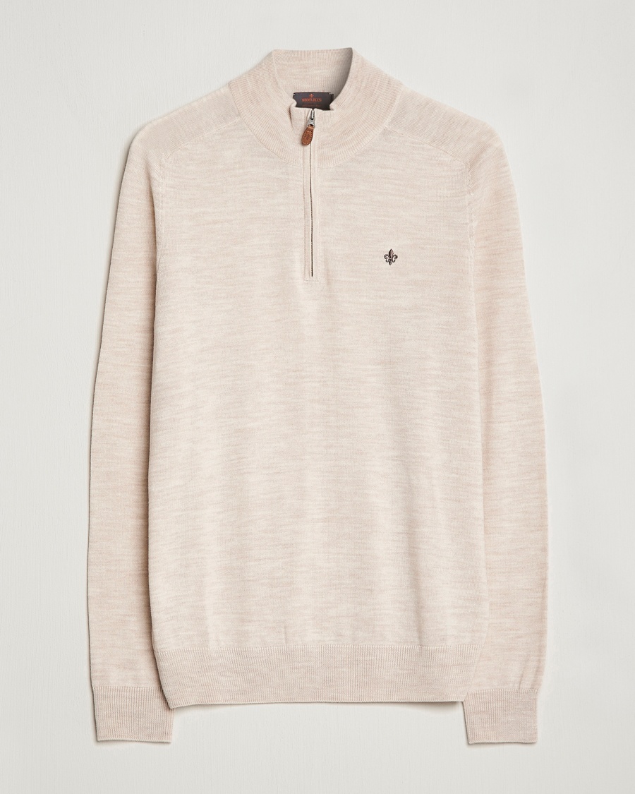 Herre | | Morris | John Merino Half Zip Ecru