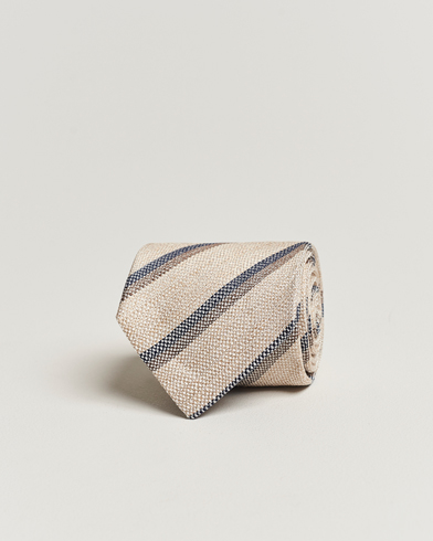 Herre | Slips | Amanda Christensen | Silk/Linen Striped 8cm Tie Natural