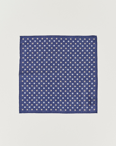 Herre | Lommeklude | Amanda Christensen | Linen Printed Flower Pocket Square Navy