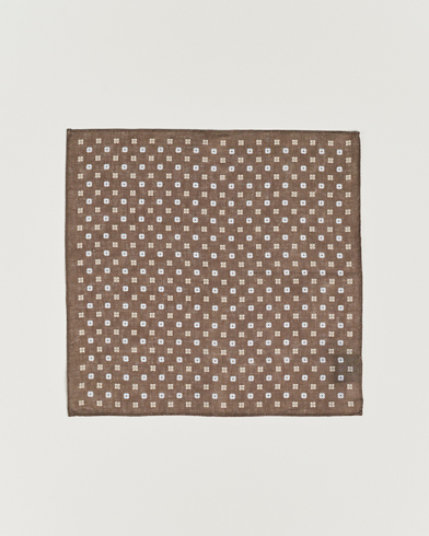 Herre | Lommeklude | Amanda Christensen | Linen Printed Flower Pocket Square Brown