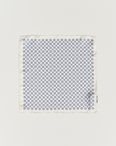 Herre | Lommeklude | Amanda Christensen | Silk Twill Printed Medallion Pocket Square White