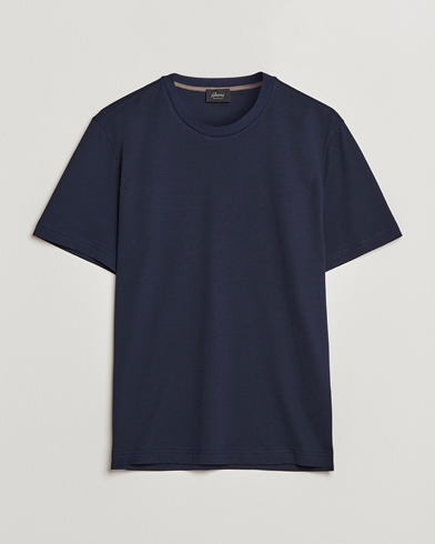 Herre | Quiet Luxury | Brioni | Short Sleeve Cotton T-Shirt Navy