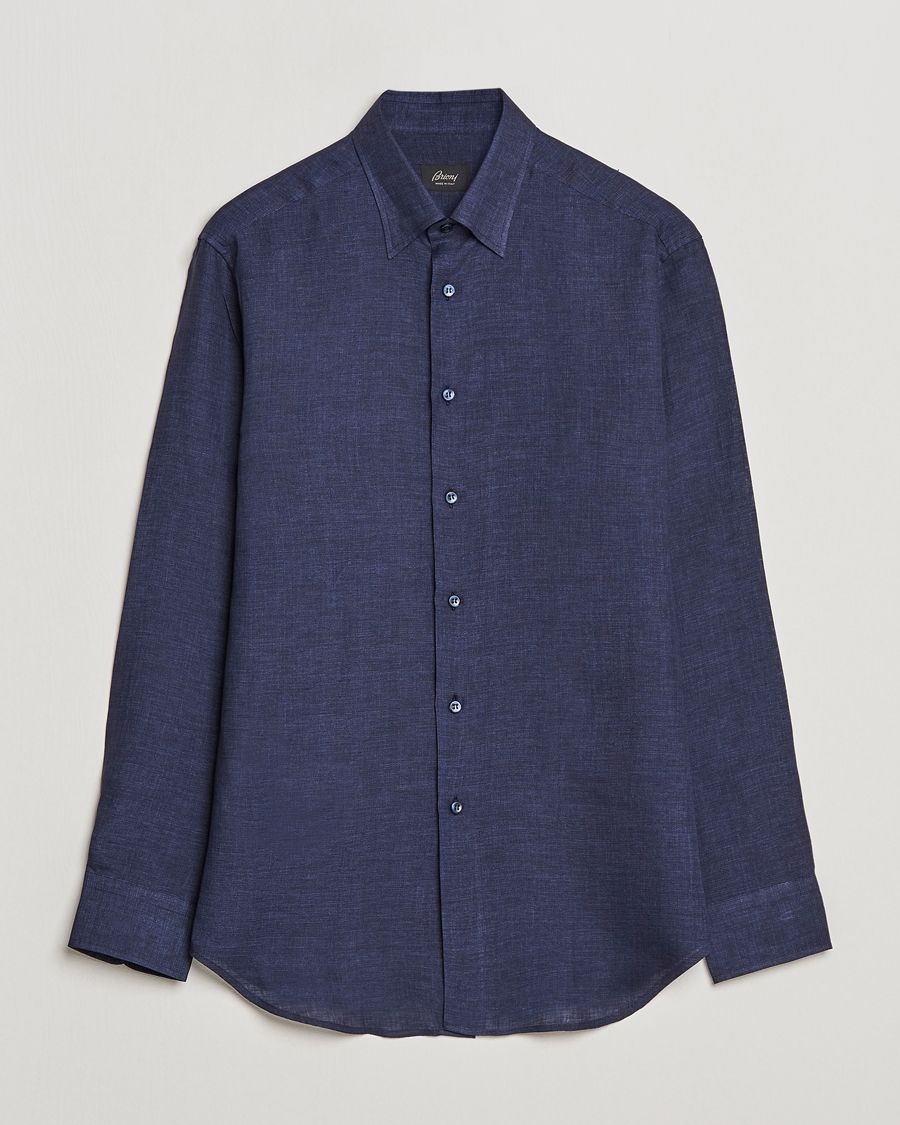 Herre |  | Brioni | Linen Sport Shirt Navy