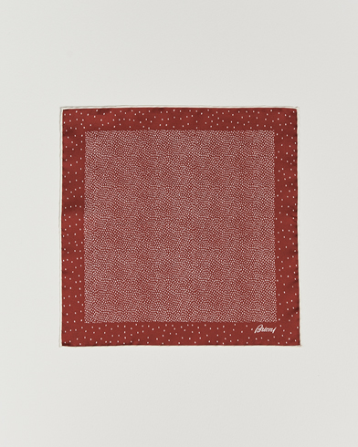 Herre | Luxury Brands | Brioni | Printed Silk Pocket Square White/Red