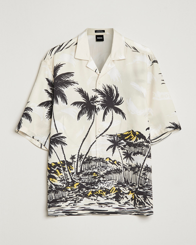 Herre | Kortærmede skjorter | BOSS BLACK | Lars Printed Resort Collar Shirt Open White