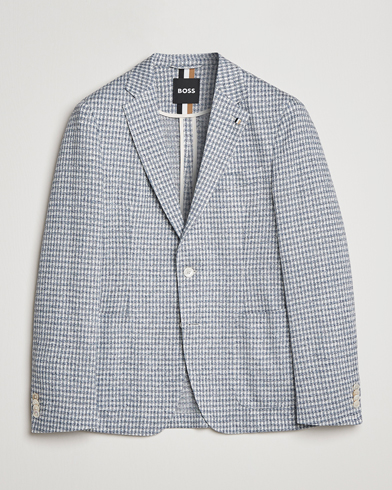 Herre | Blazere & jakker | BOSS BLACK | Hanry Linen/Cotton Structured Blazer Open Blue